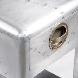 Berkfield Home Aviator End Table with 1 Drawer Vintage Aircraft Airman Style in Silver - thumbnail 4