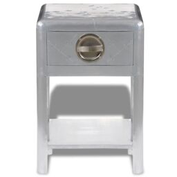 Berkfield Home Aviator End Table with 1 Drawer Vintage Aircraft Airman Style in Silver - thumbnail 2