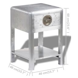 Berkfield Home Aviator End Table with 1 Drawer Vintage Aircraft Airman Style in Silver - thumbnail 5