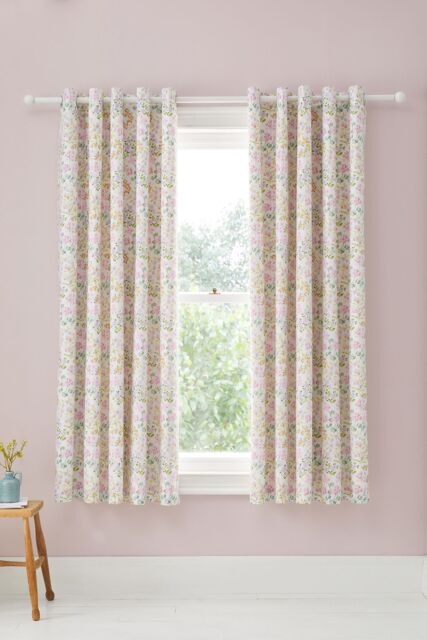 Dreams & Drapes 'Edith' Ditsy Floral Print Light Filtering Eyelet Curtains in Lilac - Size: 168 cm width x 183 cm drop - image 1