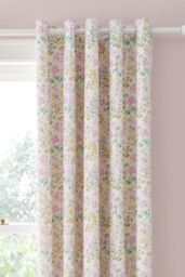 Dreams & Drapes 'Edith' Ditsy Floral Print Light Filtering Eyelet Curtains in Lilac - Size: 168 cm width x 183 cm drop - thumbnail 2