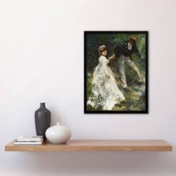 Artery8 The Promenade Couple Renoir Vintage Framed Wall Art Print in Green - Size: A4 - thumbnail 4