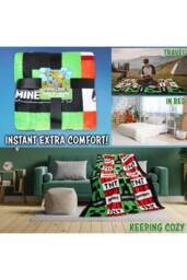 Minecraft Creeper & TNT Blanket 156 x 128cm Bedroom Bed Cover Soft Decor - Size: 156 x 128 cm - thumbnail 3