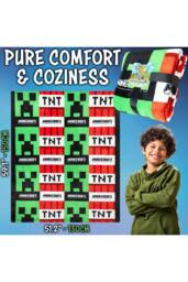 Minecraft Creeper & TNT Blanket 156 x 128cm Bedroom Bed Cover Soft Decor - Size: 156 x 128 cm - thumbnail 6