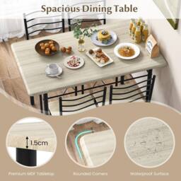 Costway 5 PCS Dining Table Set w/ Rectangular Tabletop Industrial Kitchen Table 4 Chairs Set in Natural - thumbnail 5