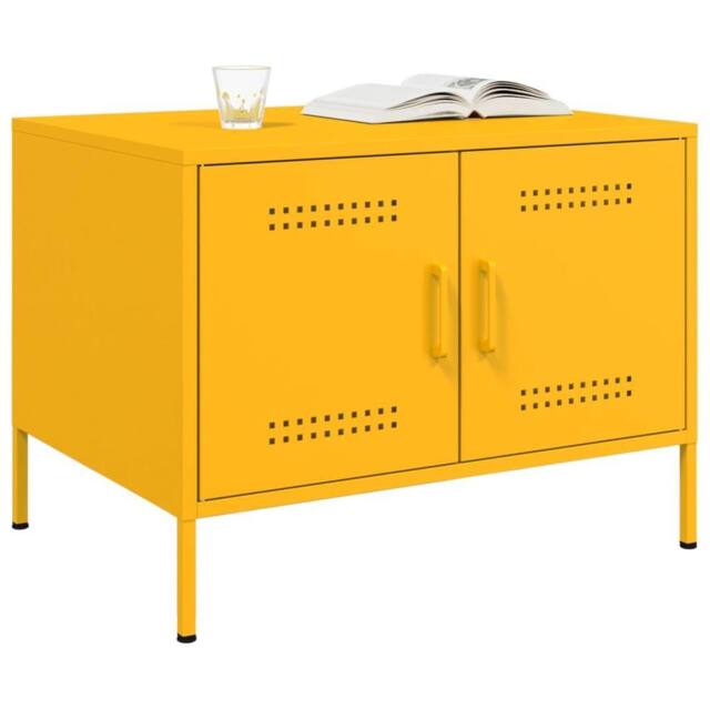 Berkfield Home Sturdy Coffee Table Mustard Yellow 68x50x50.5 cm Steel - image 1