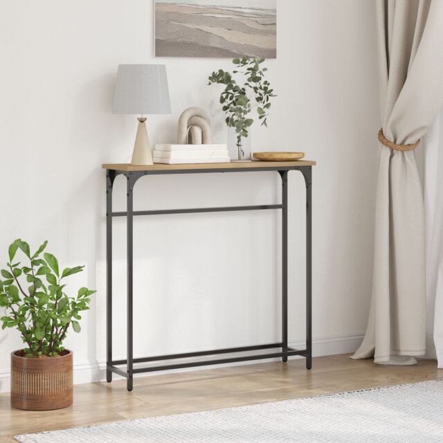 Berkfield Home Console Table Artisan Oak 75x19, 5x75 cm Engineered Wood & Steel in Brown - image 1