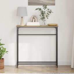 Berkfield Home Console Table Artisan Oak 75x19, 5x75 cm Engineered Wood & Steel in Brown - thumbnail 4