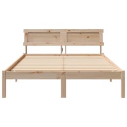 Berkfield Home with LED Strip Lights with Headboard Brown 120 x 200 cm Solid pine wood - thumbnail 5