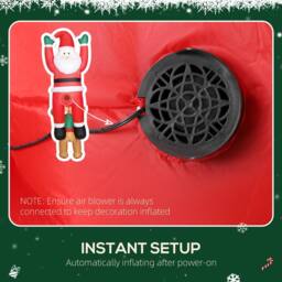 OUTSUNNY Blow Up Hanging Christmas Decoration with Built-in LED Lights in Red - Size: 7ft - thumbnail 6
