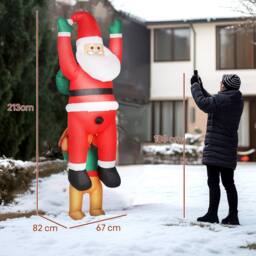 OUTSUNNY Blow Up Hanging Christmas Decoration with Built-in LED Lights in Red - Size: 7ft - thumbnail 3