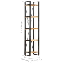 Berkfield Home Beautiful 5-Tier Bookcase 39x30x180 cm Solid Mango Wood in Brown - Size: 39 x 30 x 180 cm - thumbnail 5