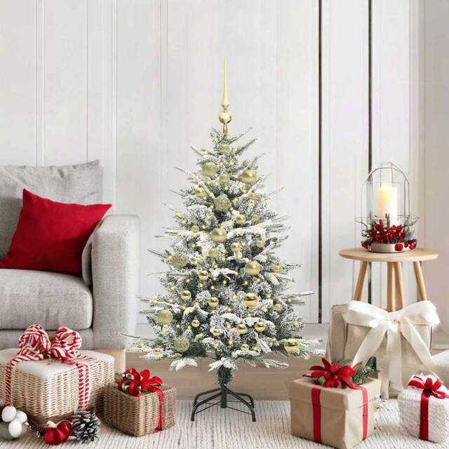 Berkfield Home Artificial Pre-lit Christmas Tree with Ball Set Green 120 cm - image 1