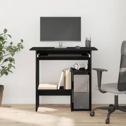 Berkfield Home Desk Black Oak 80x45x74 cm Engineered Wood - Size: 80 x 45 x 74 cm - thumbnail 3