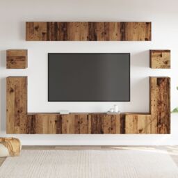 Berkfield Home Wall-mounted Tv Cabinet 8 pcs Old wood Medium 30.5 x 30 x 30 cm in Brown - thumbnail 4