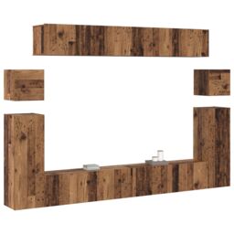 Berkfield Home Wall-mounted Tv Cabinet 8 pcs Old wood Medium 30.5 x 30 x 30 cm in Brown - thumbnail 3