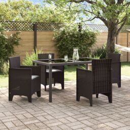 Berkfield Home Garden Chairs with Cushions 4 pcs Brown Poly Rattan - thumbnail 3
