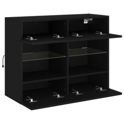 Berkfield Home TV Wall Cabinet with LED Lights Black 78.5x30x60.5 cm - thumbnail 8
