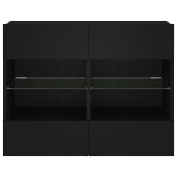 Berkfield Home TV Wall Cabinet with LED Lights Black 78.5x30x60.5 cm - thumbnail 7