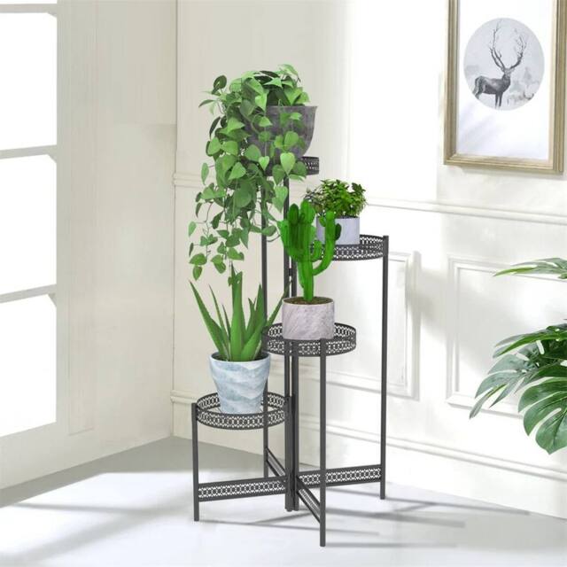 EONLION 3 Tier Metal Plant Stand in Black - Size: 100 cm - image 1