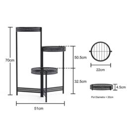EONLION 3 Tier Metal Plant Stand in Black - Size: 100 cm - thumbnail 2