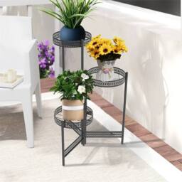 EONLION 3 Tier Metal Plant Stand in Black - Size: 100 cm - thumbnail 3