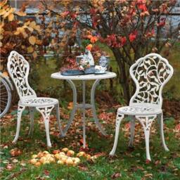 EONLION White Leaf 3 Piece Patio Bistro Table Set with Umbrella Hole