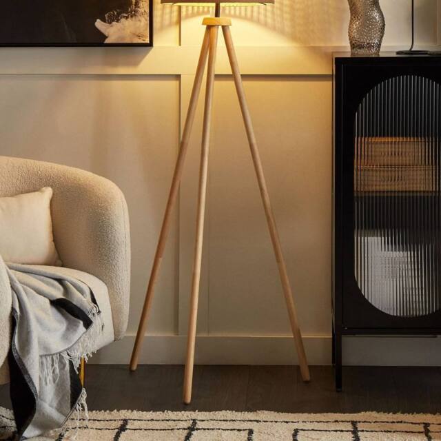 Wyld and Coco Rustic Rattan Drum Floor Lamp 151 cm Tripod in Natural - image 1