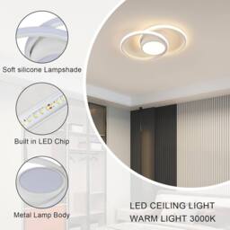 Goeco LED Ceiling Light, 42 W, Modern, Round, 40 cm, 3000K, for Bedrooms in White - thumbnail 4