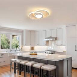 Goeco LED Ceiling Light, 42 W, Modern, Round, 40 cm, 3000K, for Bedrooms in White - thumbnail 6