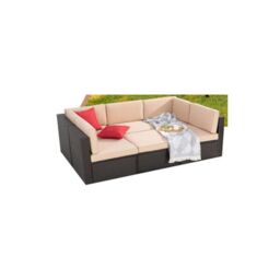 Leaper 5 Seat Garden Patio Rattan Furniture Sofa Set in Brown - thumbnail 4
