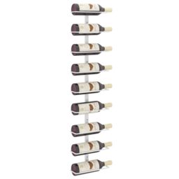 Berkfield Home Wall-mounted Wine Rack for 9 Bottles White Iron - thumbnail 3