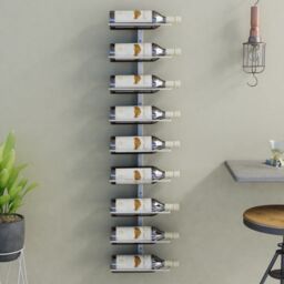 Berkfield Home Wall-mounted Wine Rack for 9 Bottles White Iron - thumbnail 1