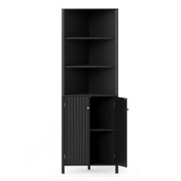 Costway Modern Corner Storage Cabinet w/ 5 Shelves Bathroom Tall Cabinet in Black - thumbnail 4