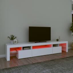Berkfield Home TV Cabinet with LED Lights White 215x36.5x40 cm - thumbnail 5