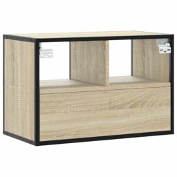 Berkfield Home TV Cabinet Sonoma Oak 60x31x39.5 cm Engineered Wood & Metal in Brown - thumbnail 6