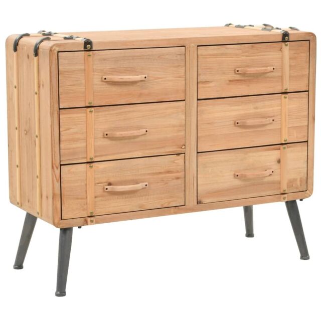 Berkfield Home Drawer Cabinet Solid Fir Wood 91x35x73 cm in Brown - Size: 91 x 35 x 73 cm - image 1