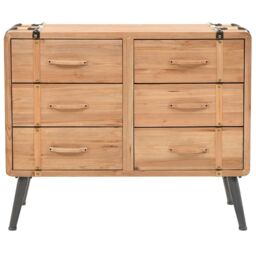 Berkfield Home Drawer Cabinet Solid Fir Wood 91x35x73 cm in Brown - Size: 91 x 35 x 73 cm - thumbnail 2