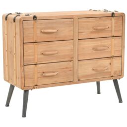 Berkfield Home Drawer Cabinet Solid Fir Wood 91x35x73 cm in Brown - Size: 91 x 35 x 73 cm - thumbnail 1