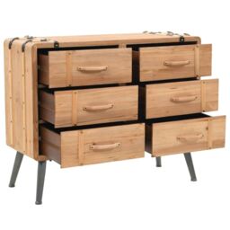 Berkfield Home Drawer Cabinet Solid Fir Wood 91x35x73 cm in Brown - Size: 91 x 35 x 73 cm - thumbnail 5