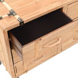 Berkfield Home Drawer Cabinet Solid Fir Wood 91x35x73 cm in Brown - Size: 91 x 35 x 73 cm - thumbnail 6