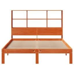 Berkfield Home Bookcase Bed without Mattress Wax Brown 140x200cm Solid Wood Pine - Size: 140x200 cm - thumbnail 4