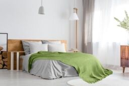 New Edge Blinds Waffle Collection Cotton Throw in Green - Size: 127 cm x 152 cm - thumbnail 4