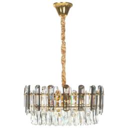 Wyld and Coco Brass Chandelier 48cm Glass Crystal Pendant Lamp in Gold - thumbnail 4