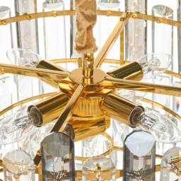 Wyld and Coco Brass Chandelier 48cm Glass Crystal Pendant Lamp in Gold - thumbnail 6