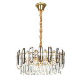 Wyld and Coco Brass Chandelier 48cm Glass Crystal Pendant Lamp in Gold - thumbnail 5