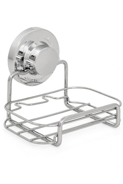 BlissHome Lock 'n' Roll Chrome-Plated Steel Suction Cup Soap Dish in Silver - image 1