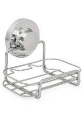 BlissHome Lock 'n' Roll Chrome-Plated Steel Suction Cup Soap Dish in Silver - thumbnail 1