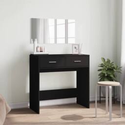 Berkfield Home Modern Dressing Table with Mirror Black 80x39x80 cm - Size: 80 x 39 x 80 cm - thumbnail 1