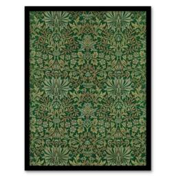 Artery8 William Morris Framed Wall Art Print Flower Garden Textile Pattern in Green - Size: A4 - thumbnail 1